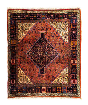 Persisk tæppe - Nomadisk firkantet  - 91 x 77 cm - lysrød
