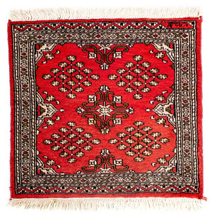 Pakistan Tæppe firkantet  - 63 x 62 cm - rød