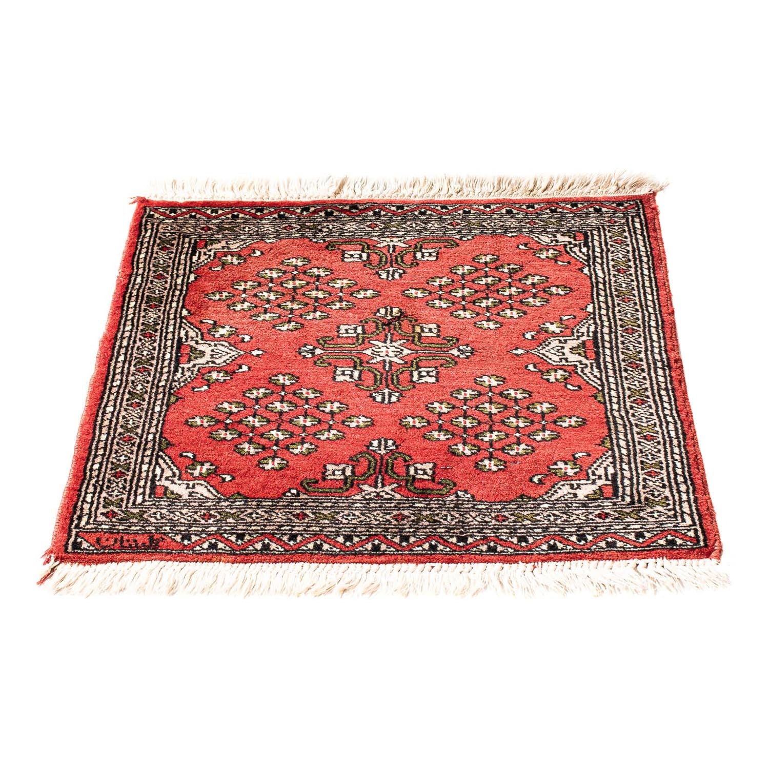 Pakistan Tæppe firkantet  - 63 x 62 cm - rød