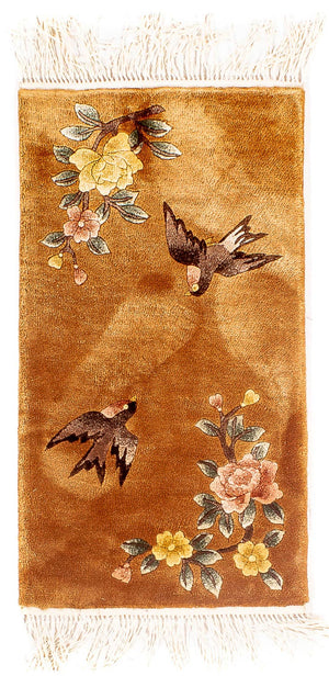 Silketæppe - China Silk - 54 x 32 cm - brun