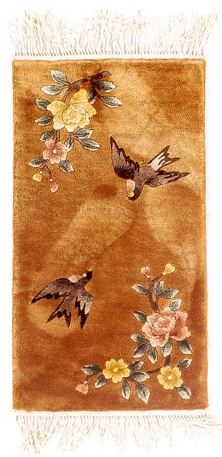 Silketæppe - China Silk - 54 x 32 cm - brun