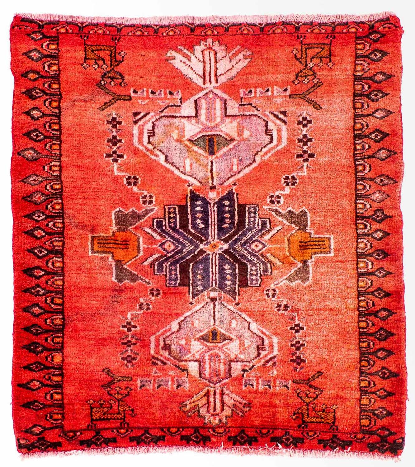 Persisk tæppe - Keshan firkantet  - 107 x 96 cm - lysrød