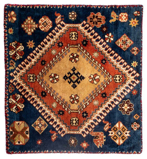 Persisk tæppe - Nomadisk firkantet  - 70 x 68 cm - mørkeblå