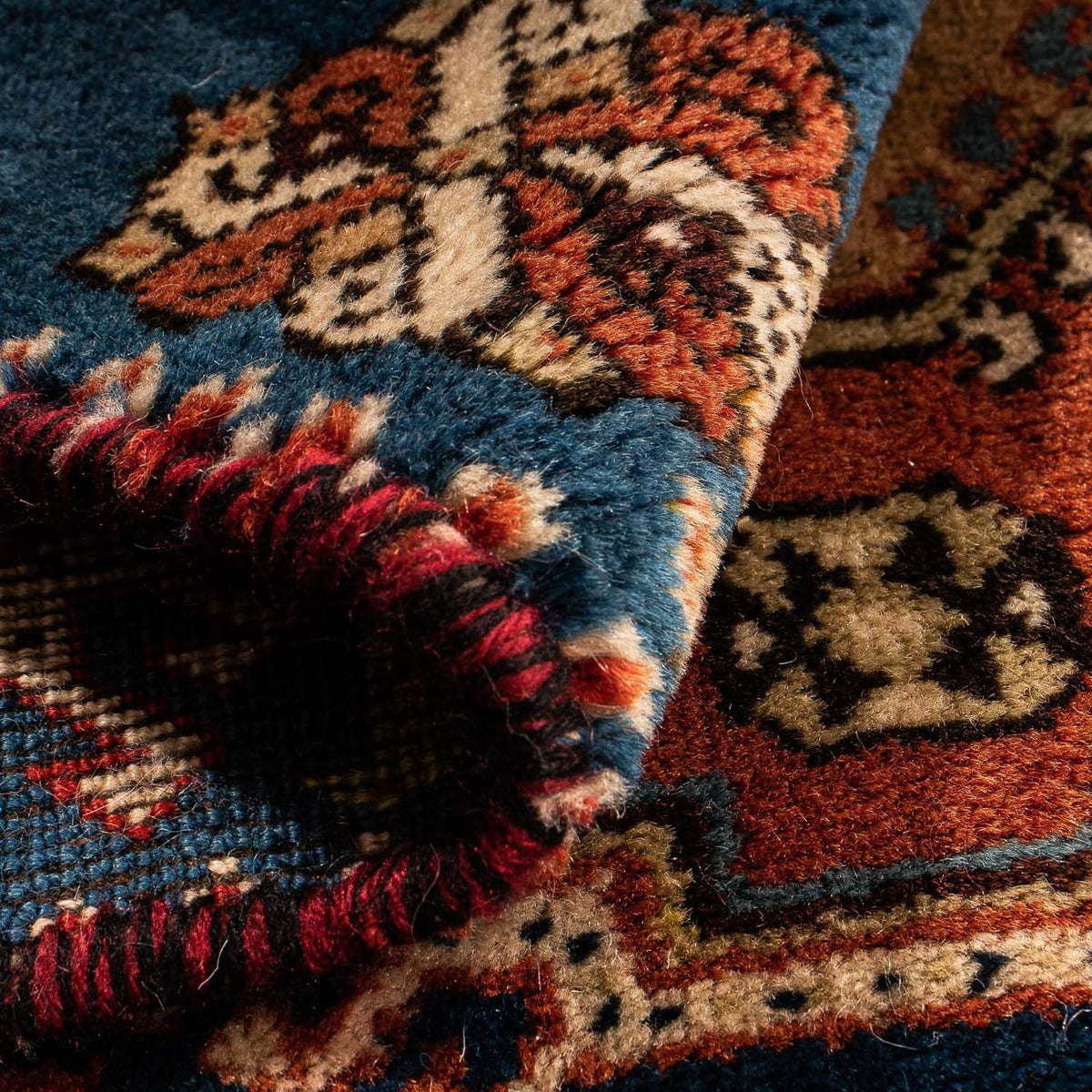 Persisk tæppe - Nomadisk firkantet  - 70 x 68 cm - mørkeblå