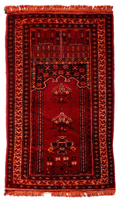 Pakistan Tæppe - 115 x 64 cm - mørkerød