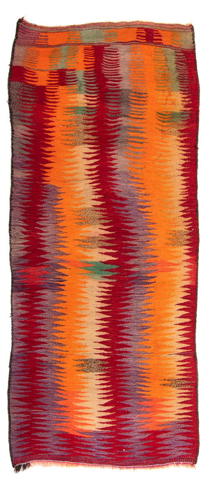 Løber Kelim-tæppe - gammelt - 265 x 125 cm - flerfarvet