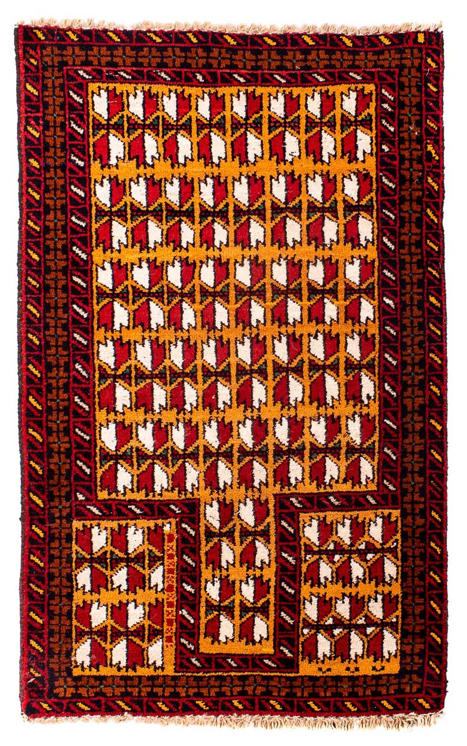 Baluch-tæppe - 129 x 75 cm - mørkerød