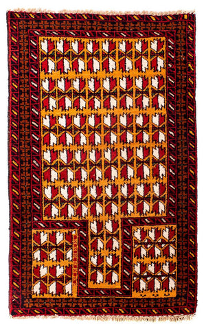 Baluch-tæppe - 129 x 75 cm - mørkerød