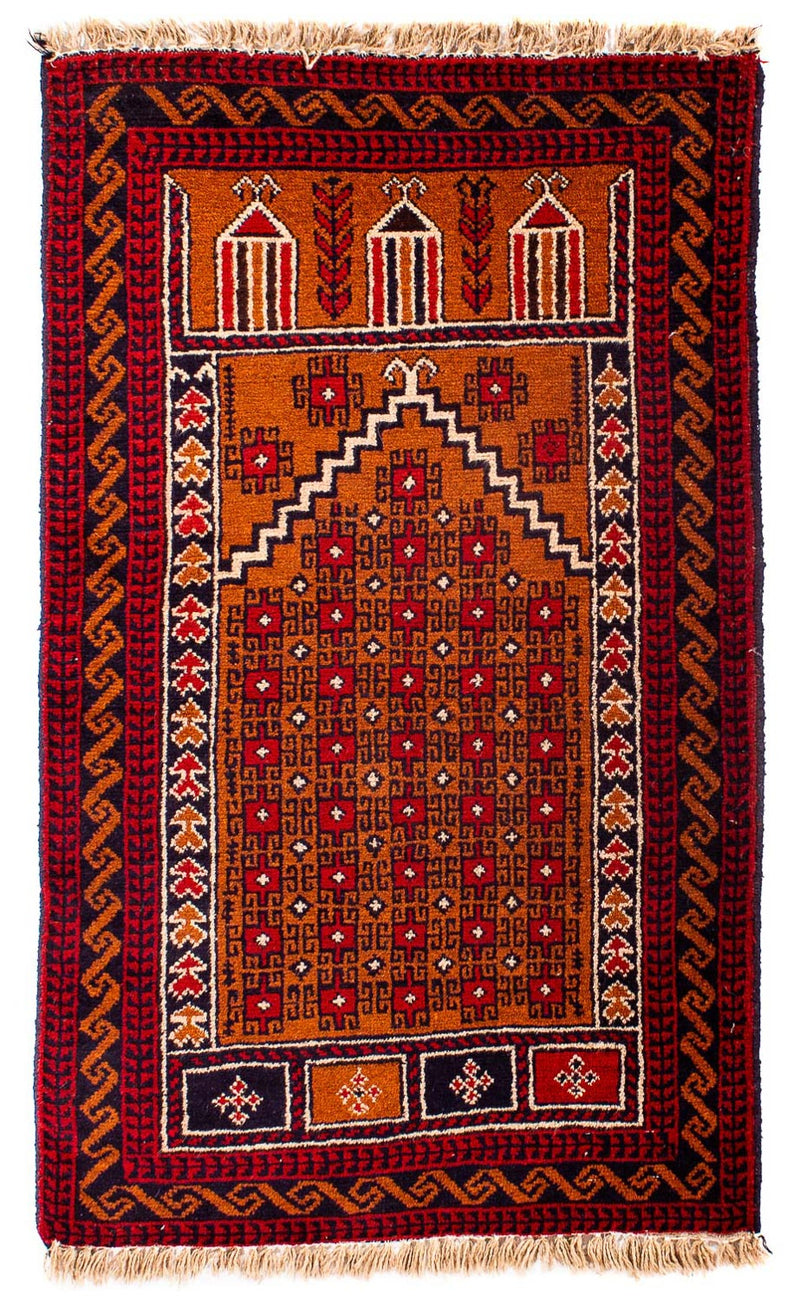 Baluch-tæppe - 128 x 75 cm - mørkerød