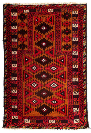 Baluch-tæppe - 125 x 80 cm - mørkerød