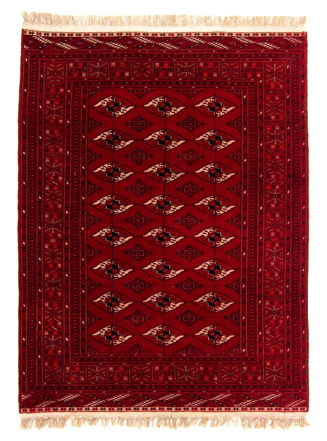 Turkaman-tæppe - 190 x 146 cm - mørkerød