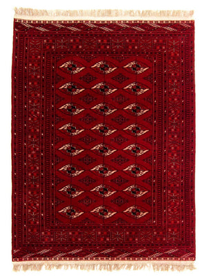 Turkaman-tæppe - 190 x 146 cm - mørkerød