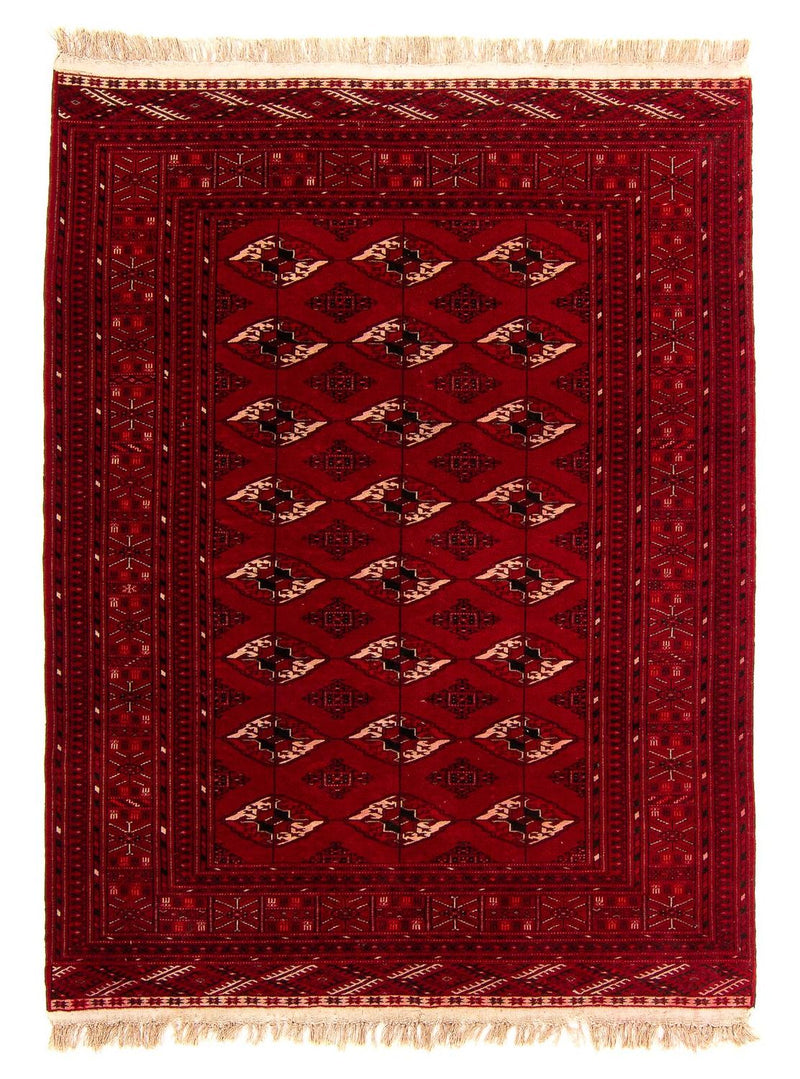Turkaman-tæppe - 190 x 146 cm - mørkerød
