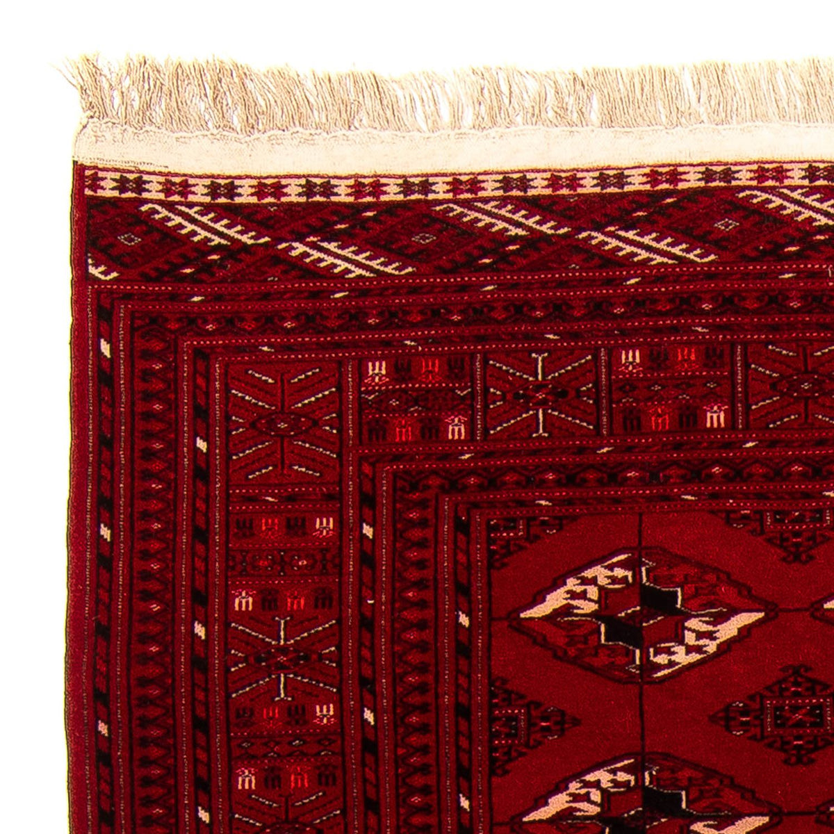 Turkaman-tæppe - 190 x 146 cm - mørkerød