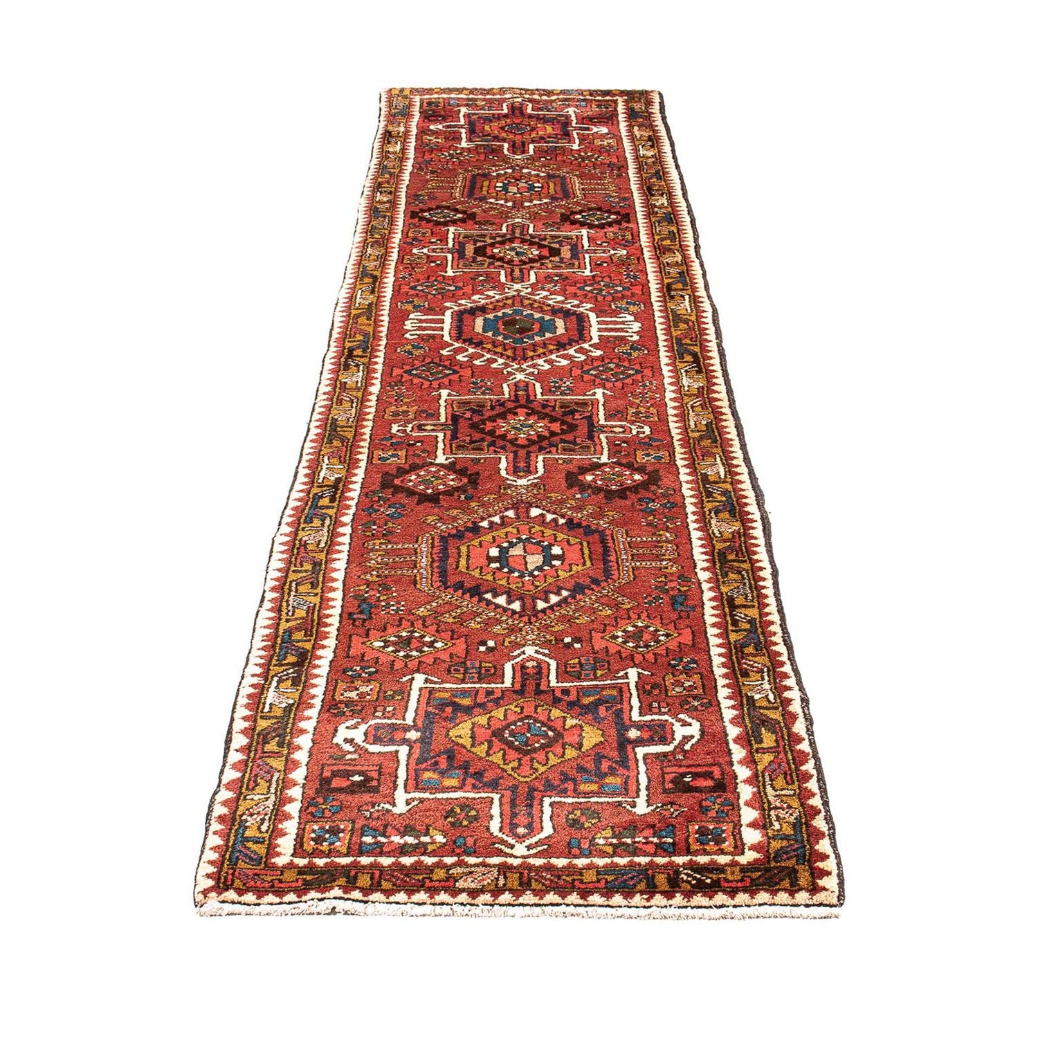 Løber Persisk tæppe - Nomadisk - 306 x 74 cm - mørkerød