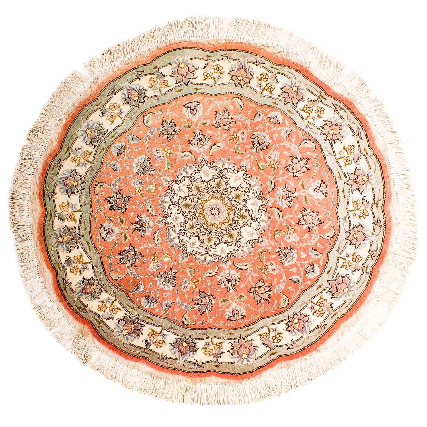 Persisk tæppe - Tabriz - Royal rundt  - 102 x 102 cm - lysrød
