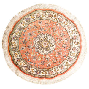 Persisk tæppe - Tabriz - Royal rundt  - 102 x 102 cm - lysrød