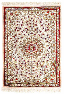 Silketæppe - Ghom Silk - Premium - 80 x 59 cm - beige