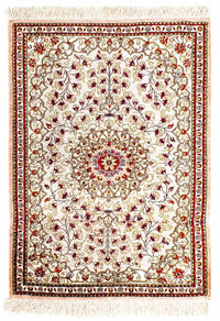 Silketæppe - Ghom Silk - Premium - 80 x 59 cm - beige