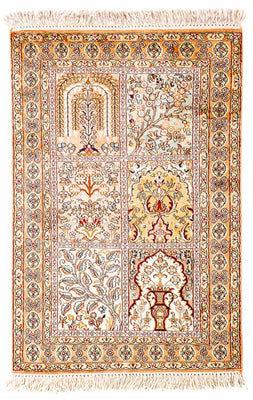 Silketæppe - Kashmir Silk - 98 x 60 cm - beige