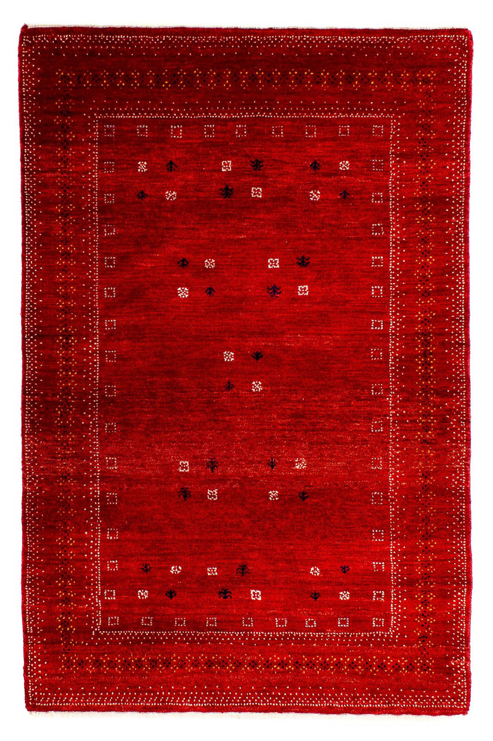 Gabbeh Tæppe - Loribaft Persisk - 120 x 80 cm - mørkerød