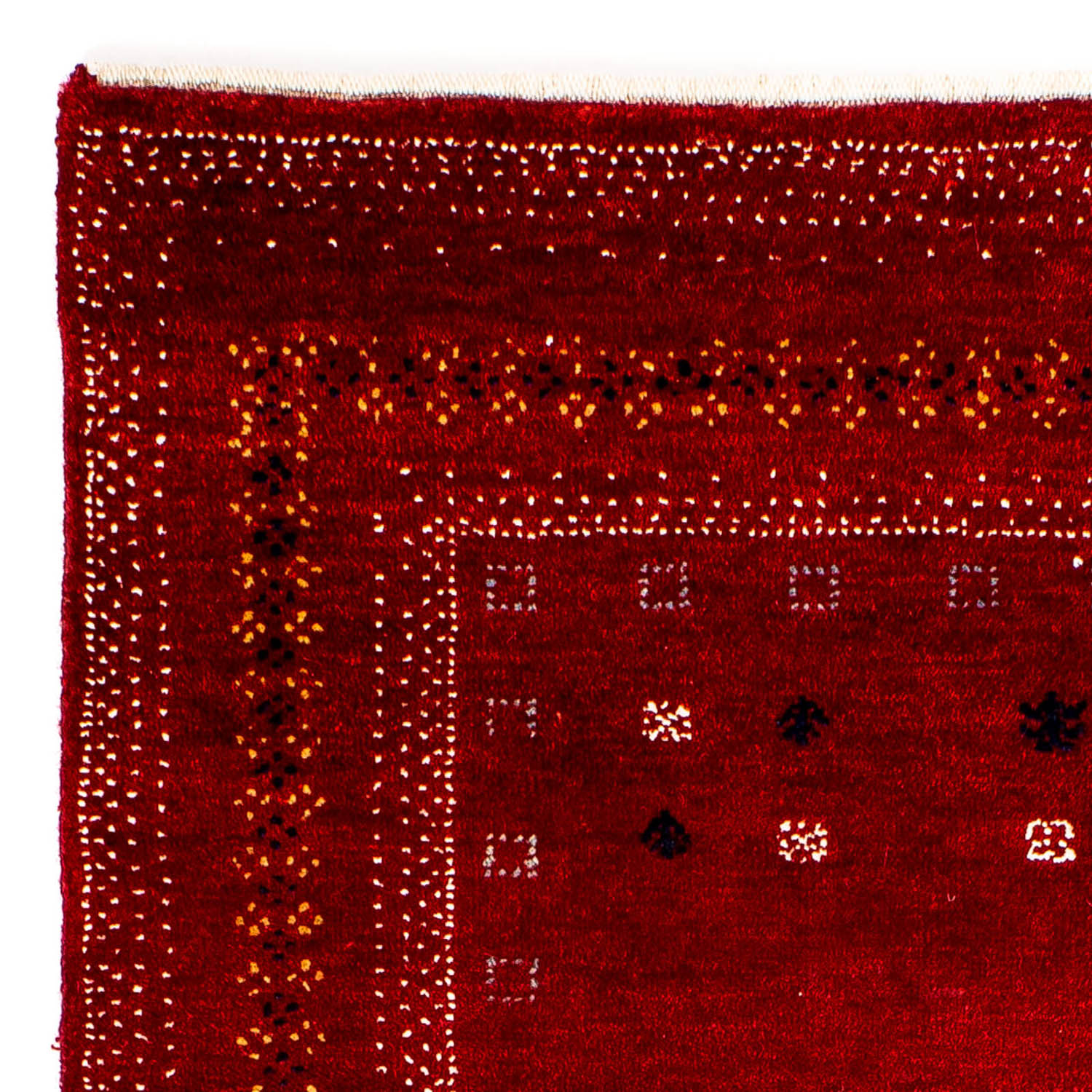 Gabbeh Tæppe - Loribaft Persisk - 120 x 81 cm - mørkerød