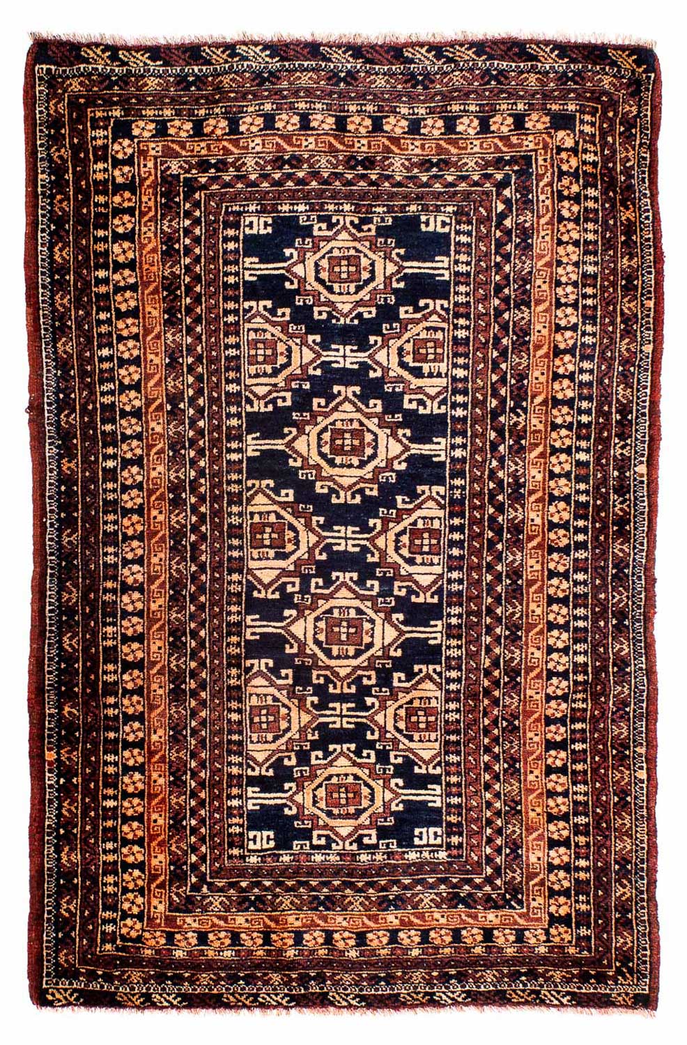 Afghansk tæppe - 140 x 94 cm - mørkeblå