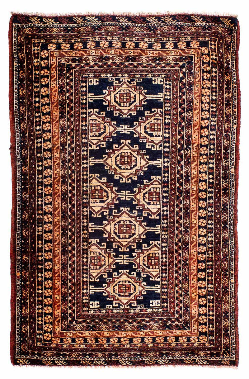 Afghansk tæppe - 140 x 94 cm - mørkeblå