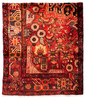 Persisk tæppe - Nomadisk firkantet  - 92 x 82 cm - mørkerød