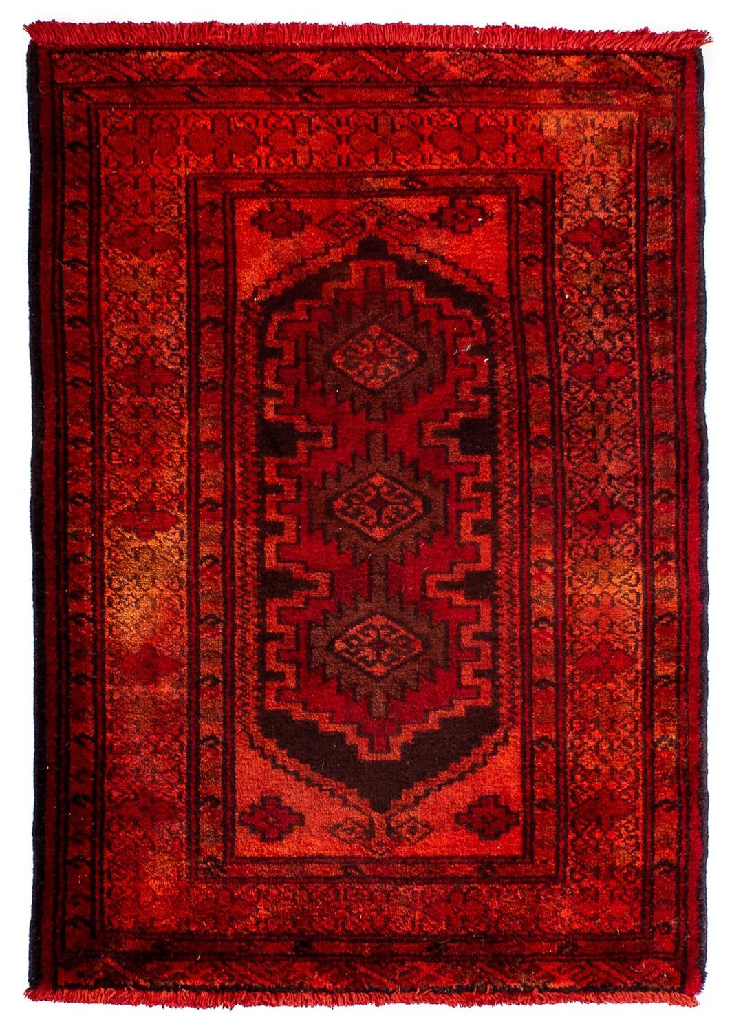 Persisk tæppe - Nomadisk - 103 x 70 cm - mørkerød