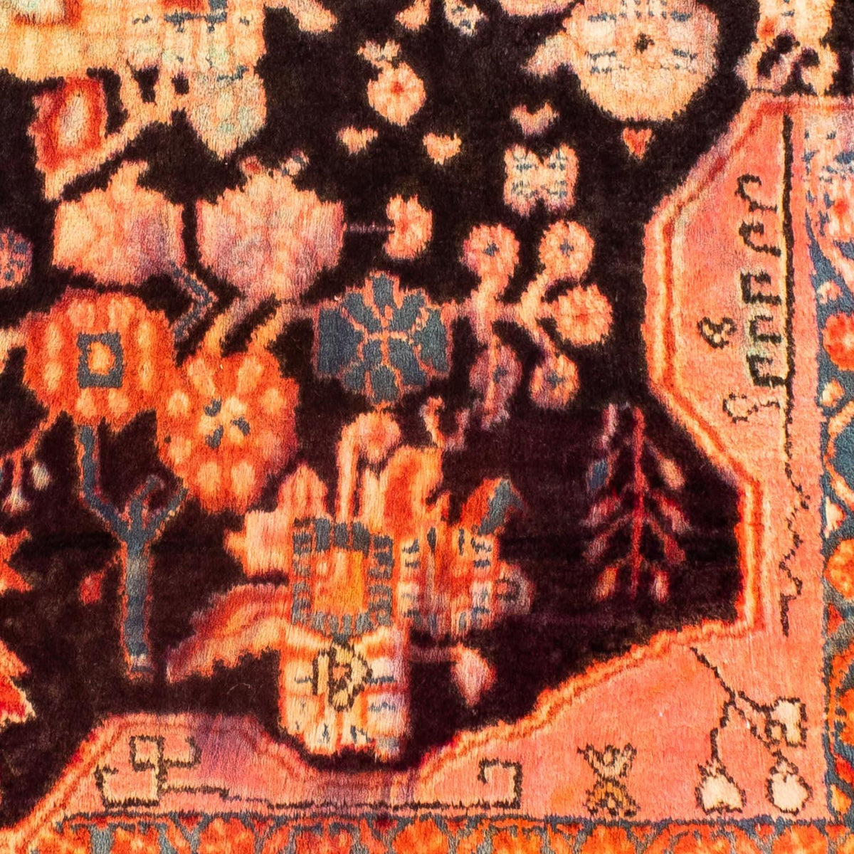 Persisk tæppe - Nomadisk firkantet  - 100 x 85 cm - lysrød