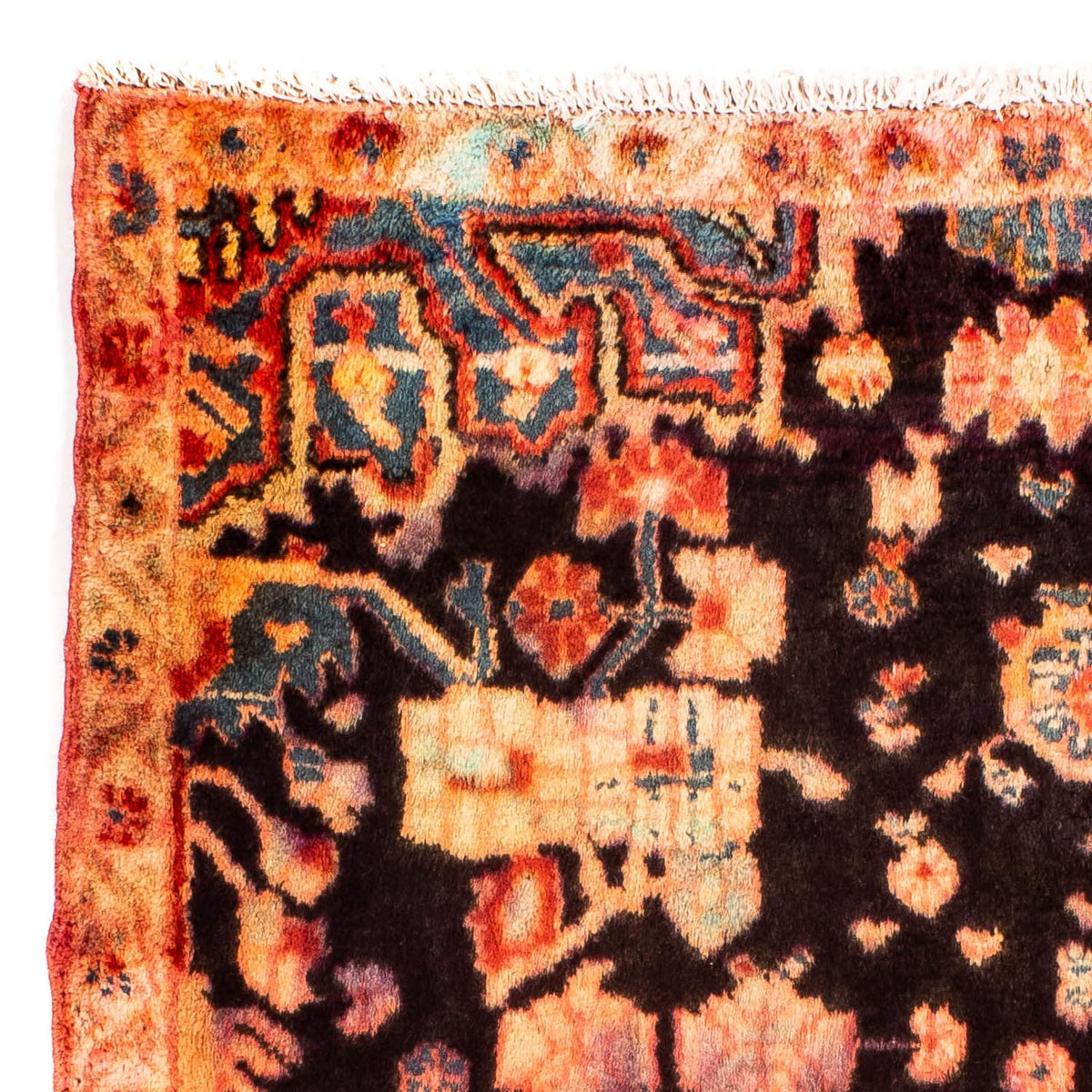 Persisk tæppe - Nomadisk firkantet  - 100 x 85 cm - lysrød