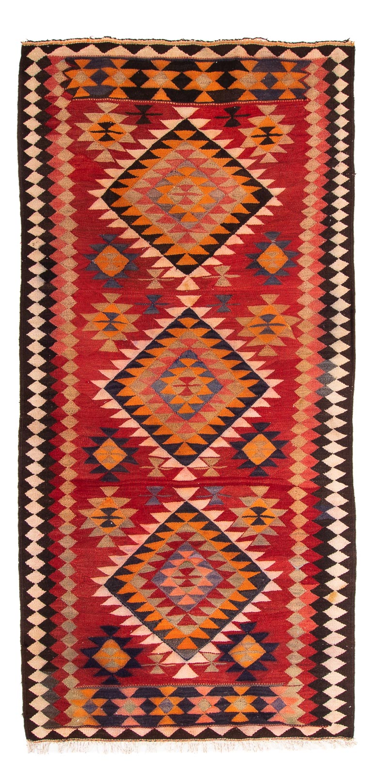 Løber Kelim-tæppe - gammelt - 380 x 135 cm - flerfarvet