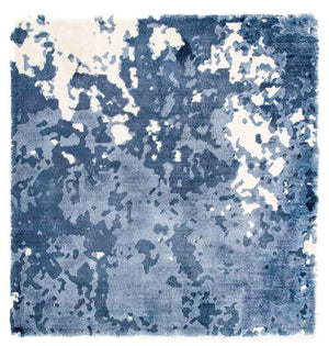 Viskose tæppe firkantet  - 70 x 70 cm - blå