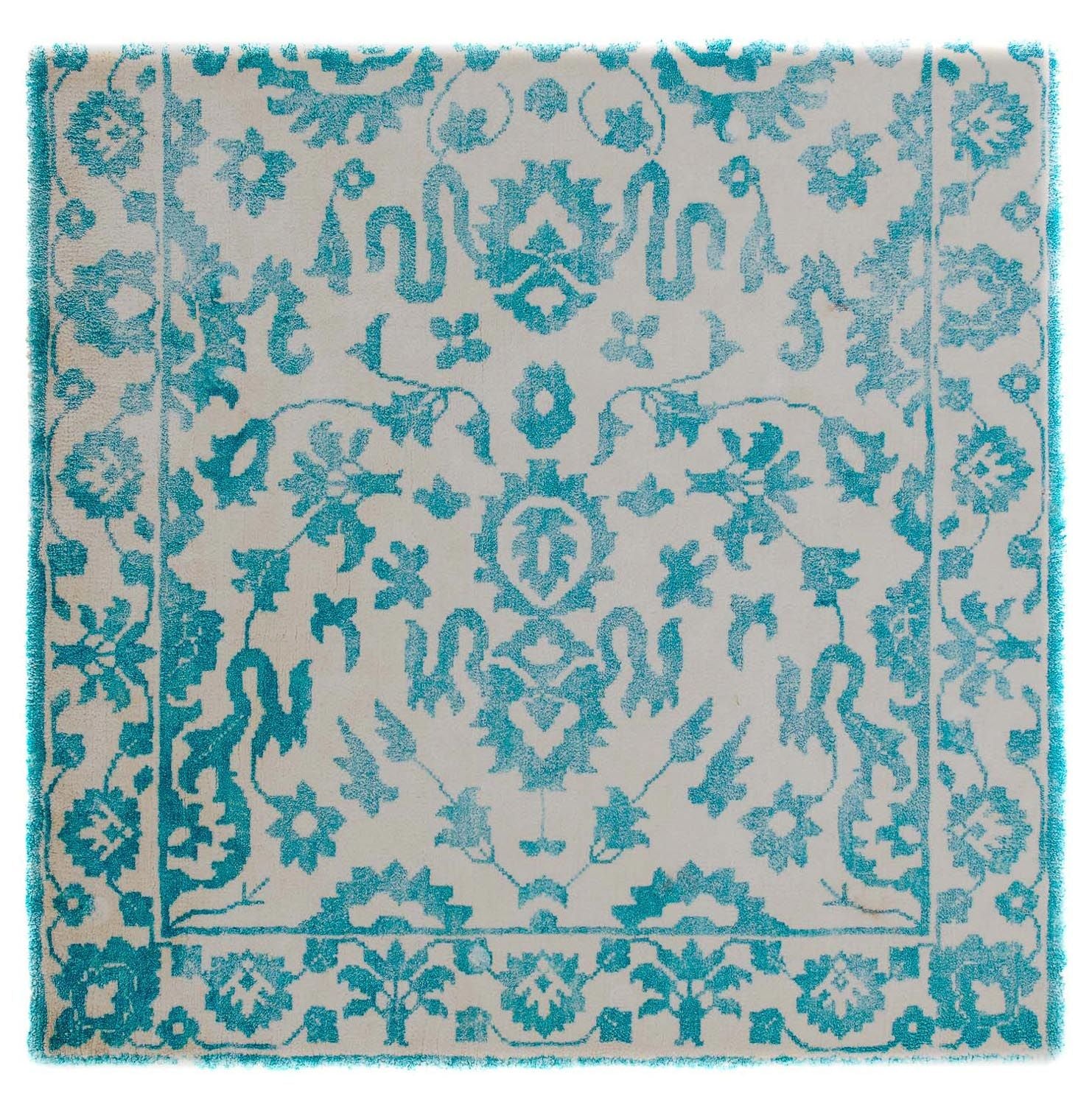 Viskose tæppe firkantet  - 70 x 70 cm - turkis