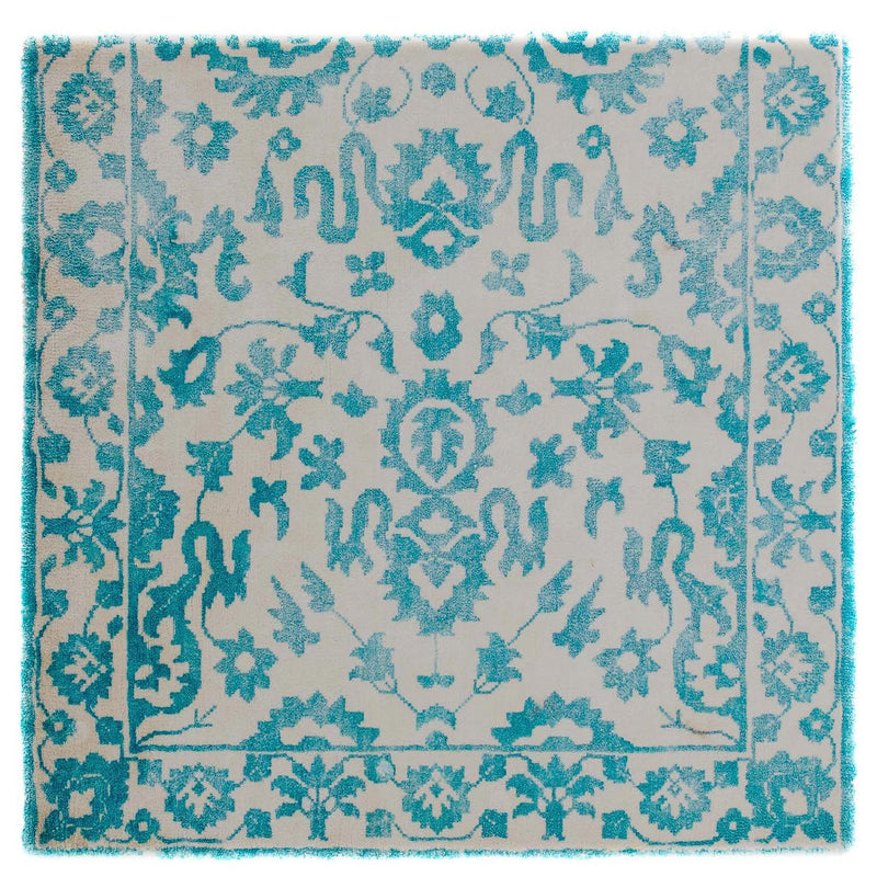 Viskose tæppe firkantet  - 70 x 70 cm - turkis