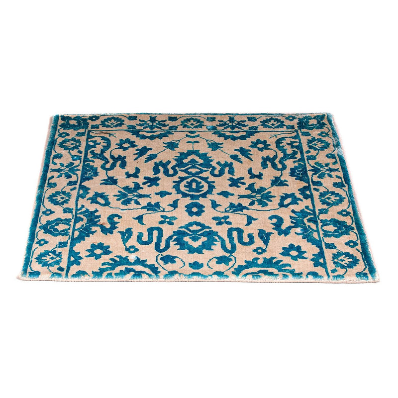 Viskose tæppe firkantet  - 70 x 70 cm - turkis