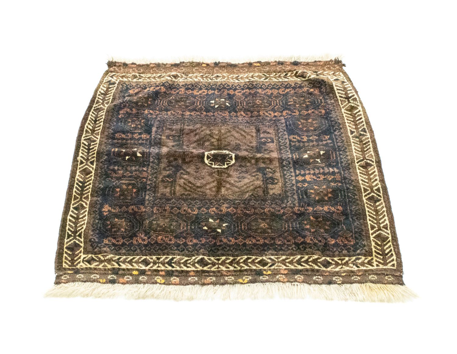 Afghansk tæppe firkantet  - 80 x 80 cm - blå