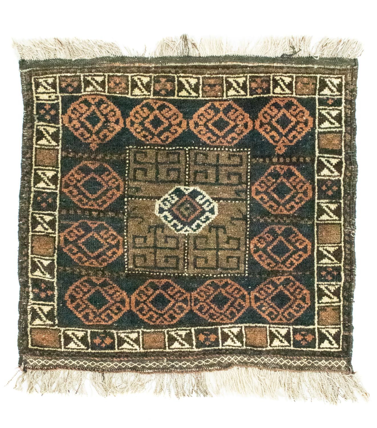 Afghansk tæppe firkantet  - 66 x 64 cm - blå