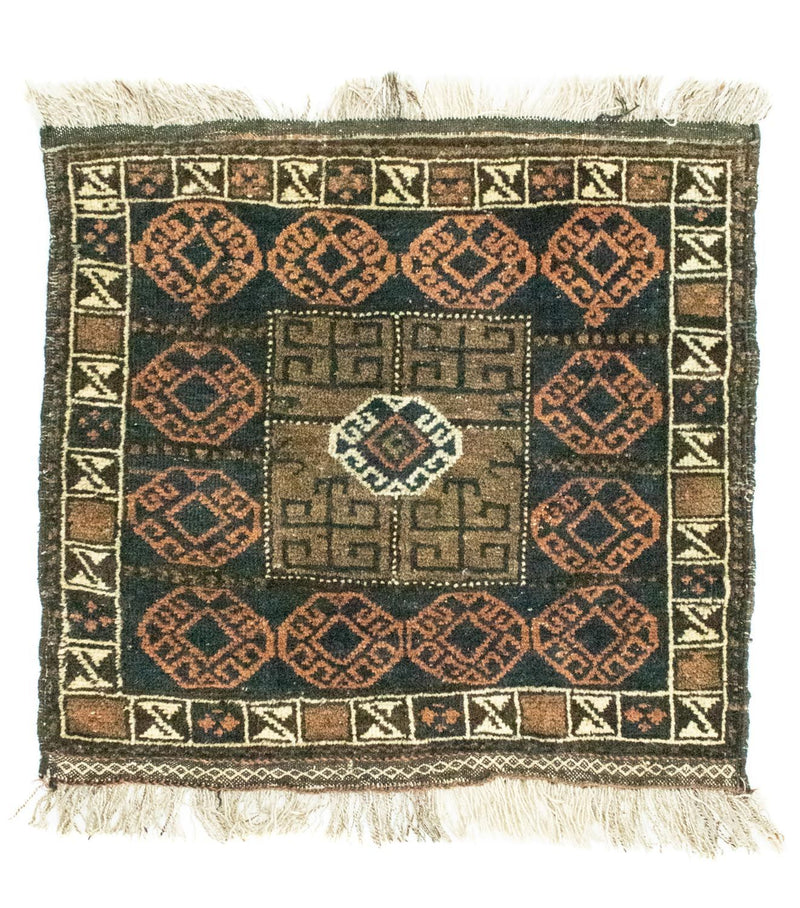 Afghansk tæppe firkantet  - 66 x 64 cm - blå
