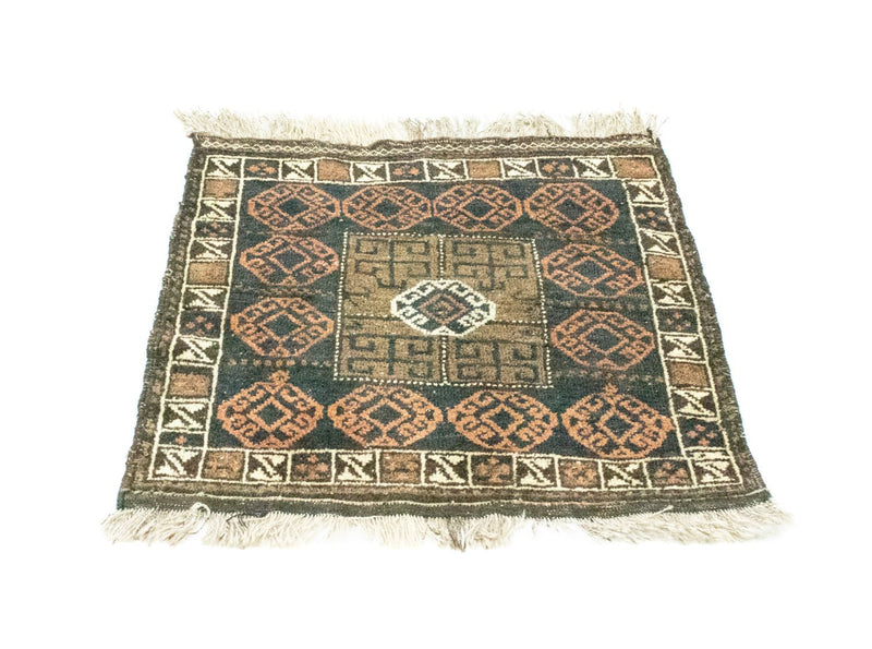 Afghansk tæppe firkantet  - 66 x 64 cm - blå