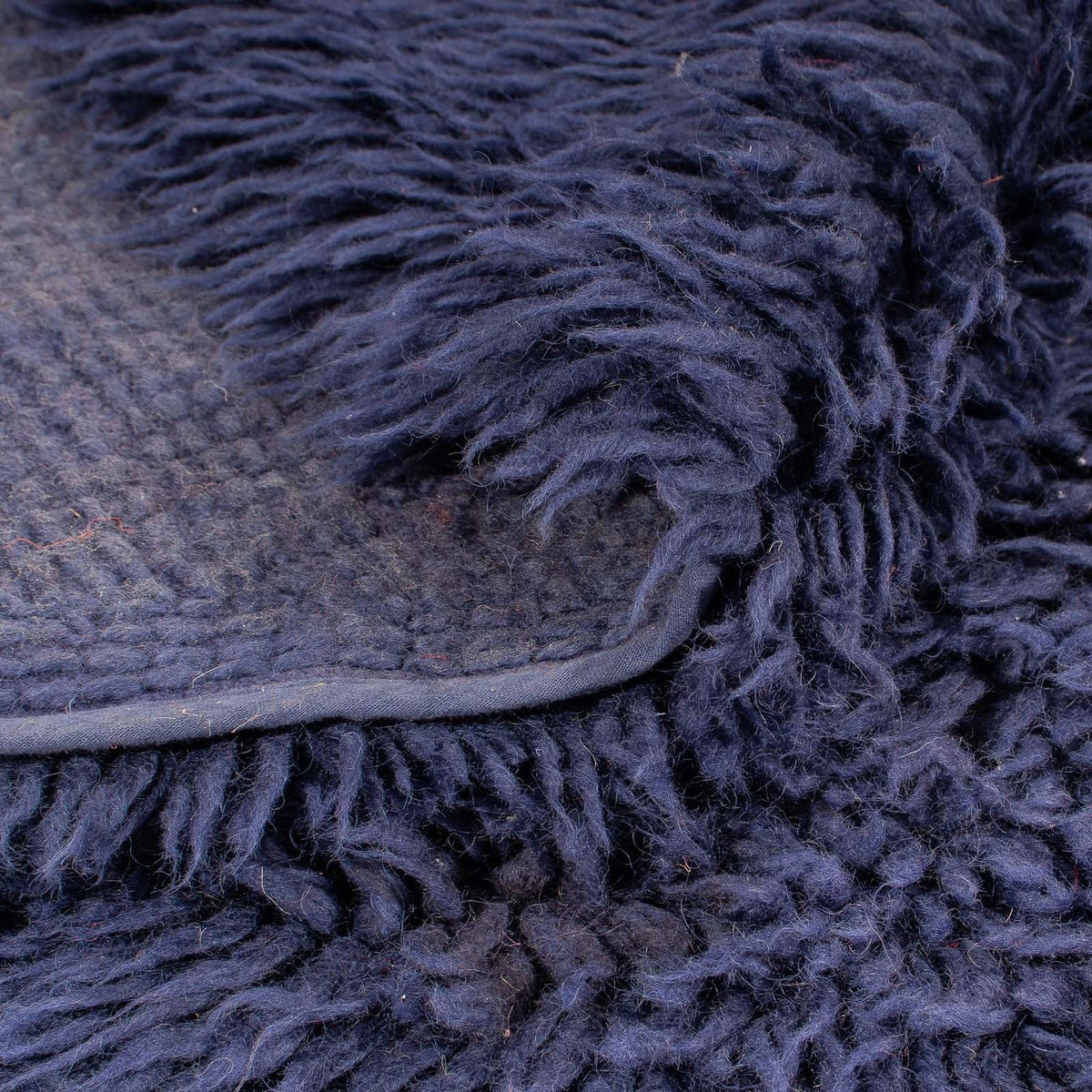 Tæppe med høj pæl rundt  - 260 x 260 cm - mørkeblå