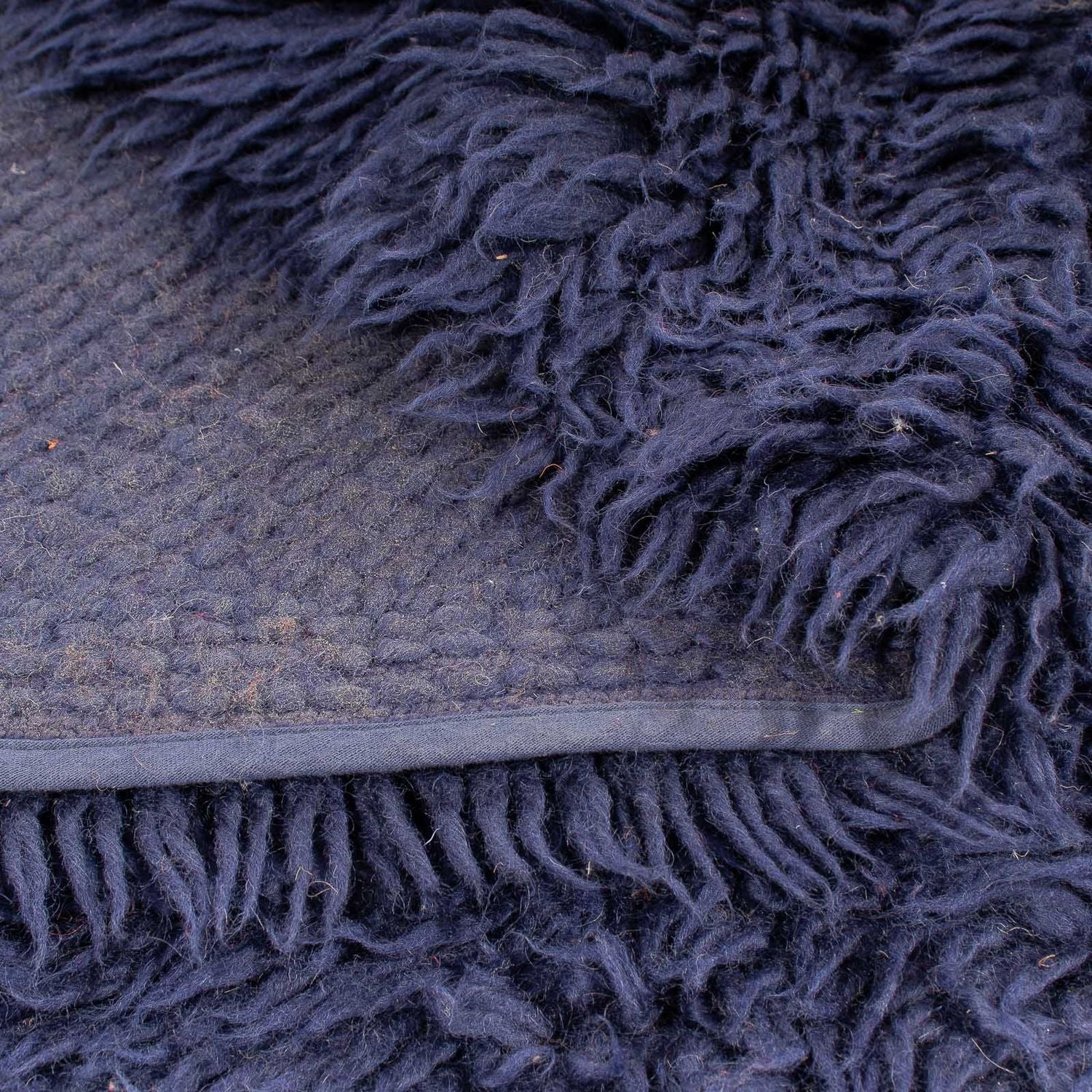 Tæppe med høj pæl rundt  - 261 x 261 cm - mørkeblå