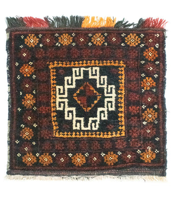 Afghansk tæppe firkantet  - 45 x 42 cm - blå