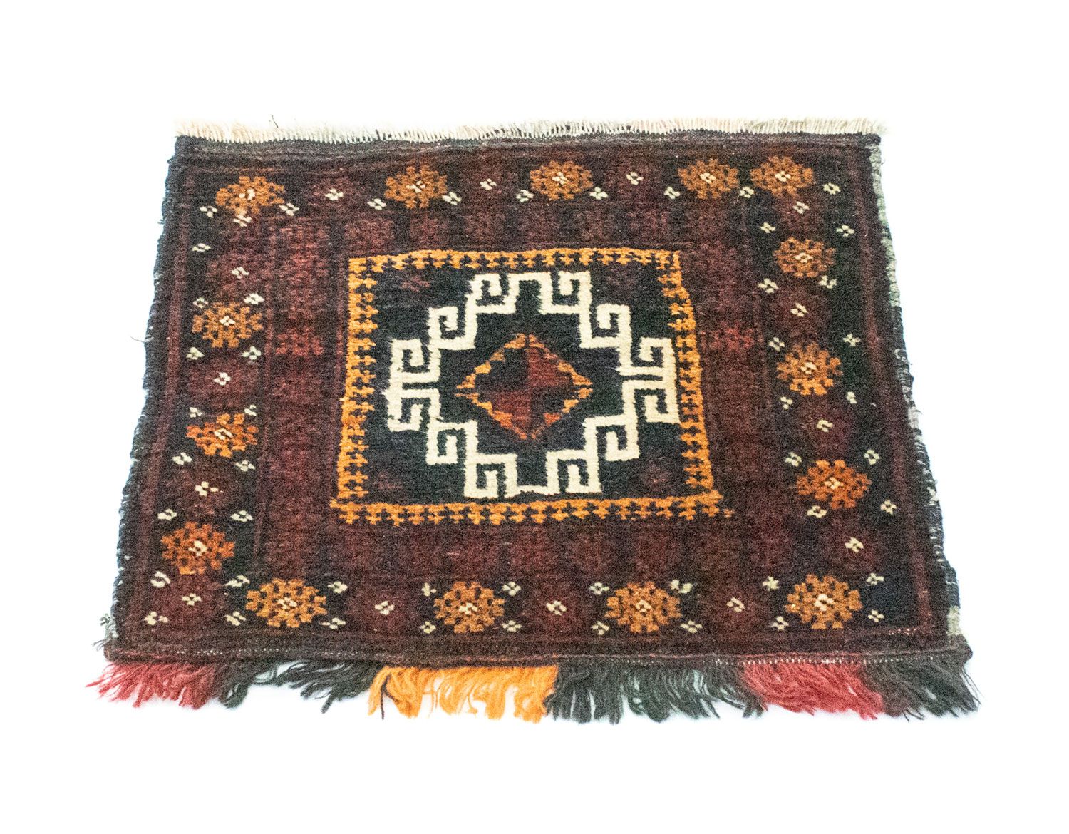 Afghansk tæppe firkantet  - 45 x 42 cm - blå