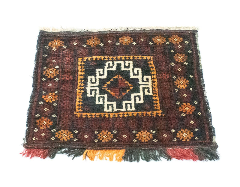 Afghansk tæppe firkantet  - 45 x 42 cm - blå