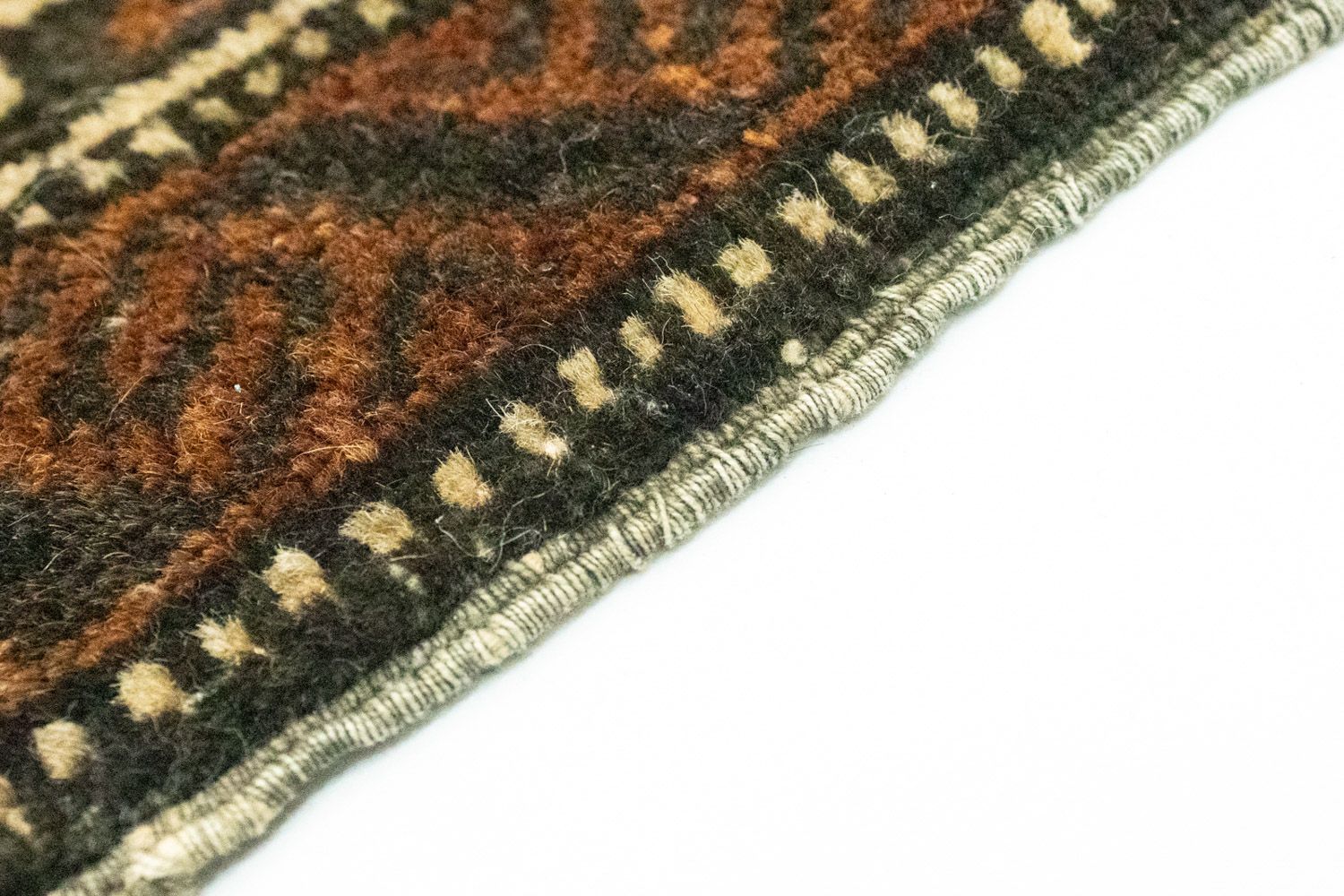 Afghansk tæppe firkantet  - 47 x 41 cm - brun