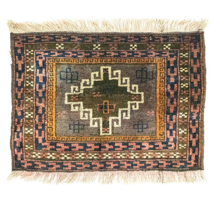 Afghansk tæppe - 64 x 47 cm - flerfarvet