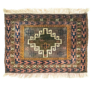 Afghansk tæppe - 64 x 47 cm - flerfarvet