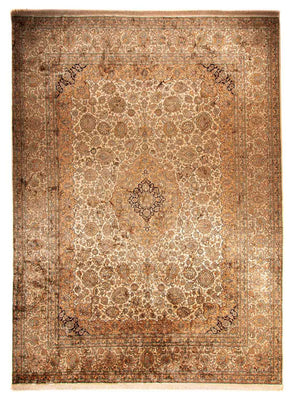 Silketæppe - Kashmir Silk - 410 x 307 cm - lys brun